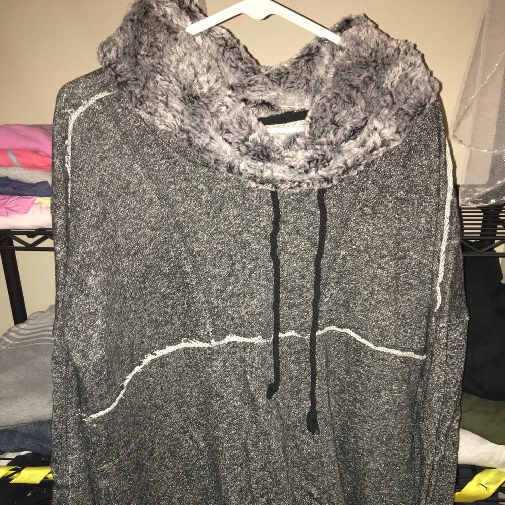 Furry soft collar Sweatshirt